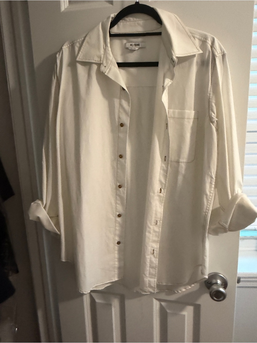Re/Done Cream Button-Down Shirt